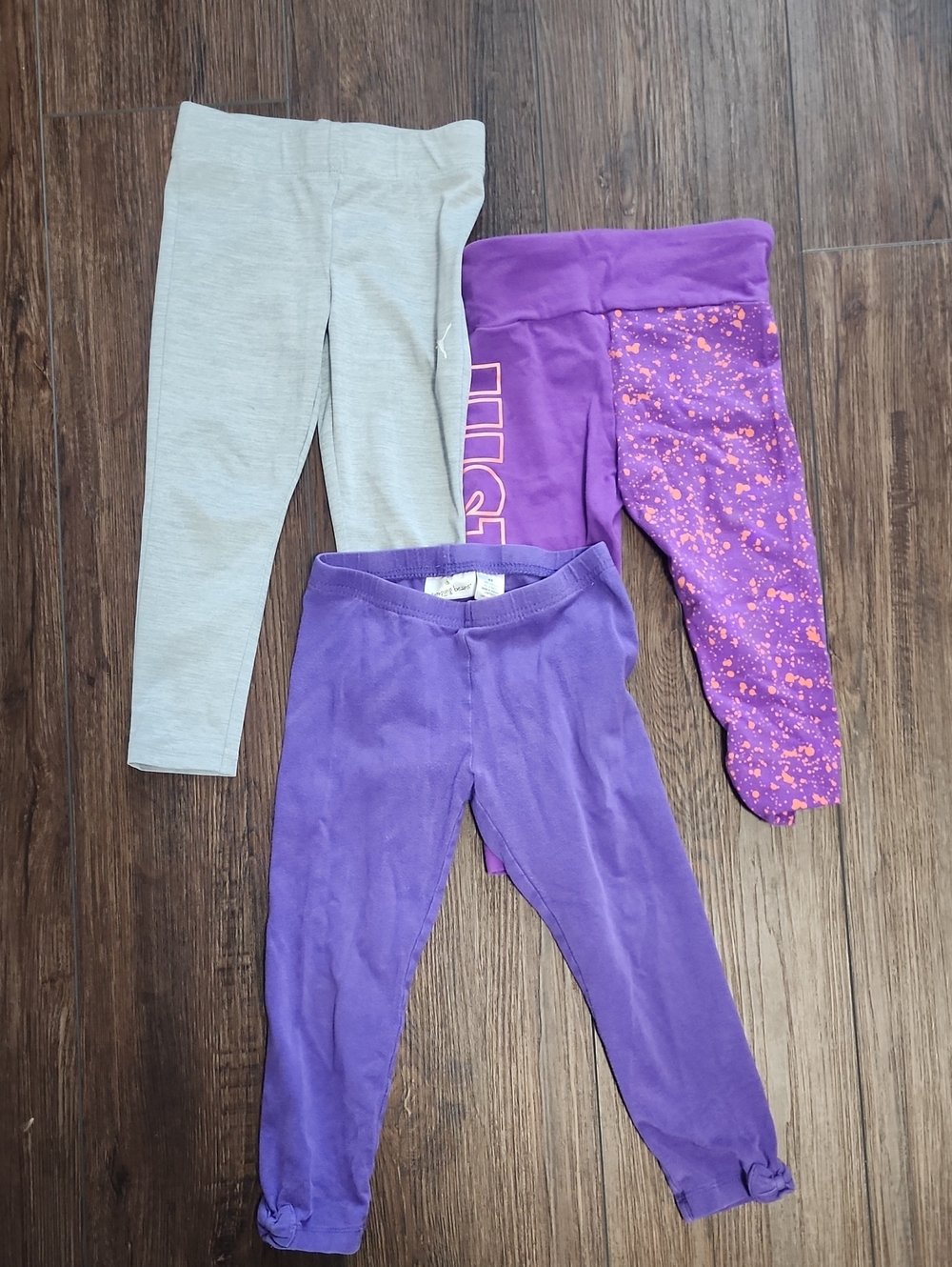 Girls Purple and Gray Knit Leggings Set - 3t And 4t